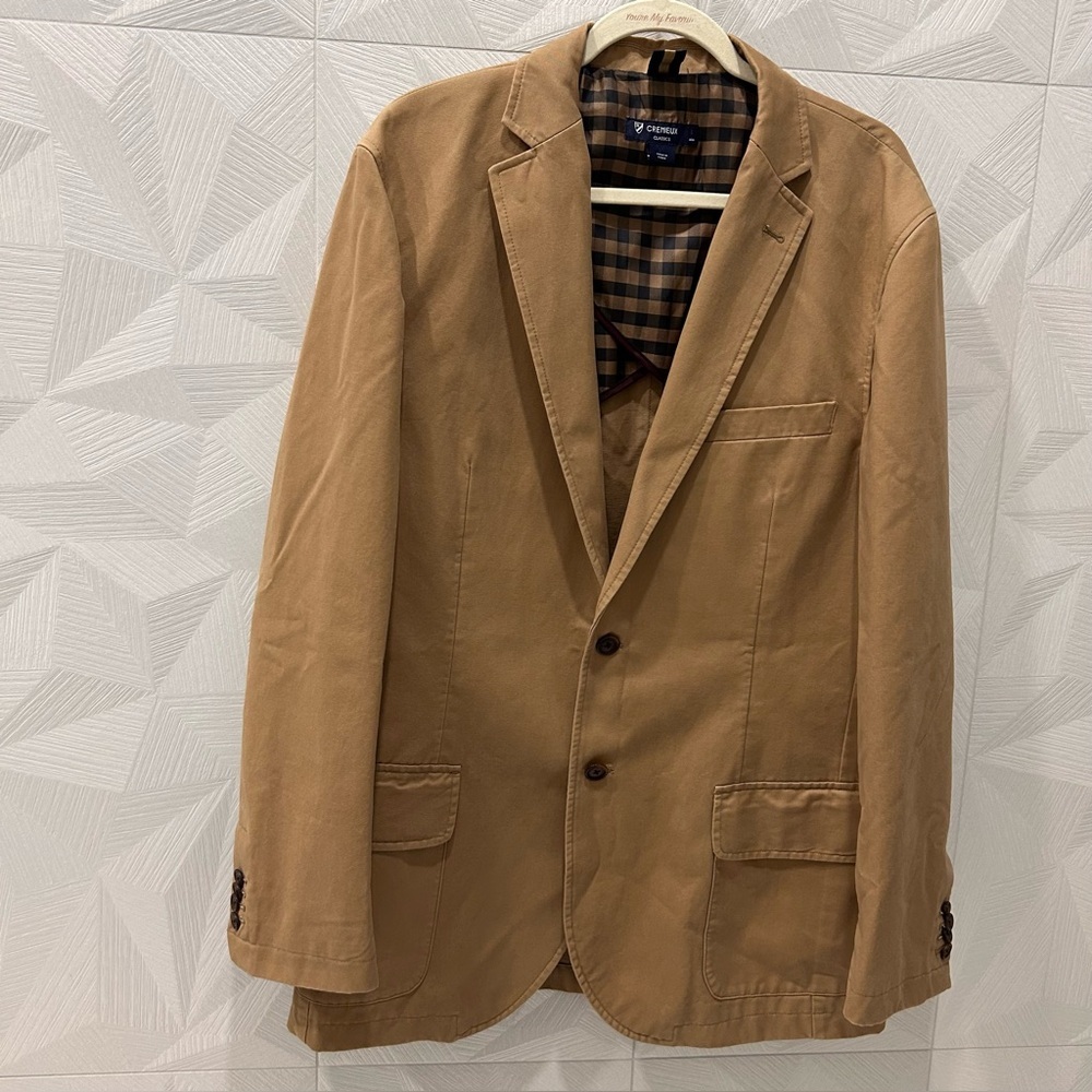 $195 DANIEL CREMIEUX TAN CHINO COTTON SPORT COAT BLAZER JACKET Large Excellent C